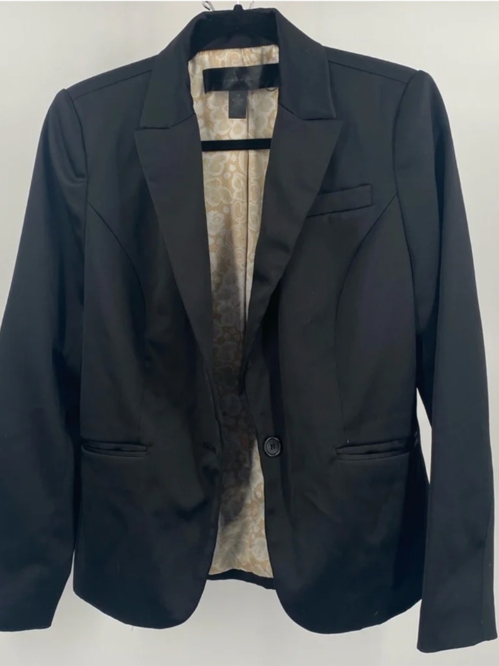 Apostrophe Black Satin Blazer Jacket Women's Size 10 Tailored Office Chic
